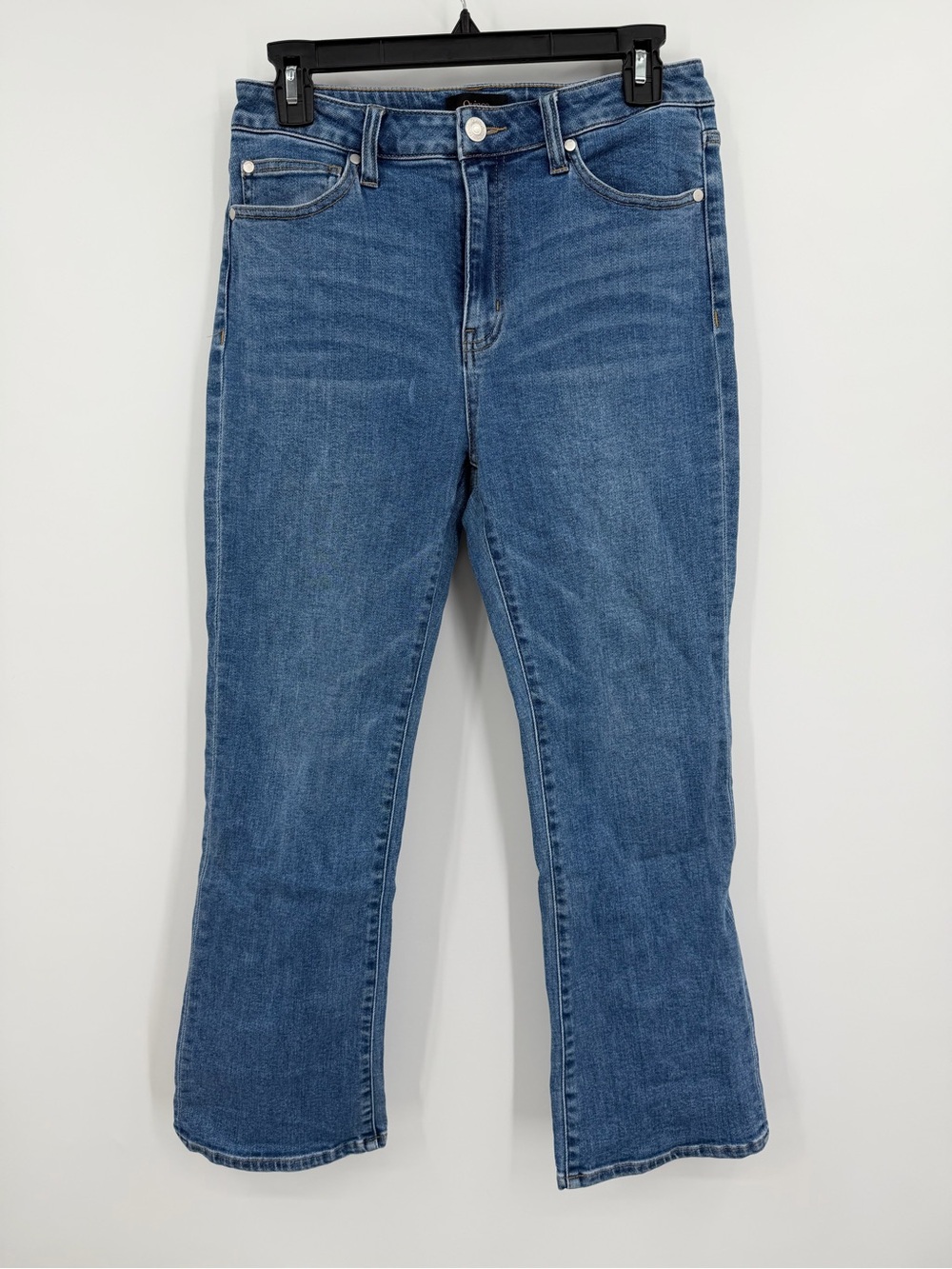 Quince Stretch High Rise Kick Flare Jeans Medium Wash Size 28/26 Organic Cotton